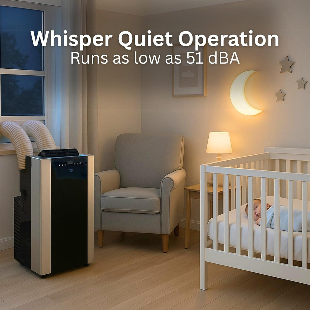 Portable Air Conditioner 14,000 BTU with Dual Hose Dehumidifier & Cooling Fan for 500 Sq Ft Rooms