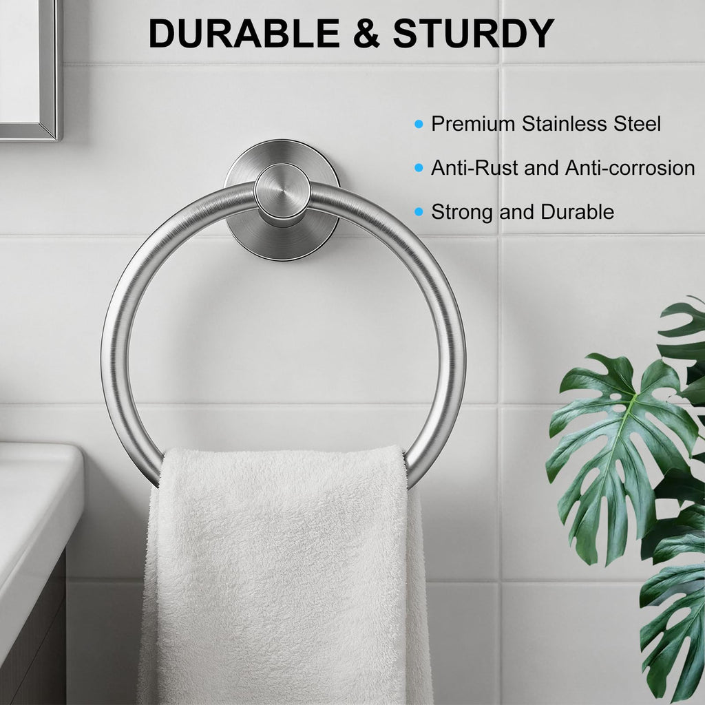 Towel Holder Wall Brushed Nickel Towel Ring, 2 Pack