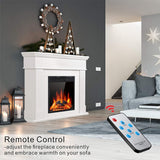 44 Inch Electric Fireplace with Mantel Surround, 750W/1500W Freestanding LED Fireplace Heater with Realistic Flame and Remote Control, Pearl White