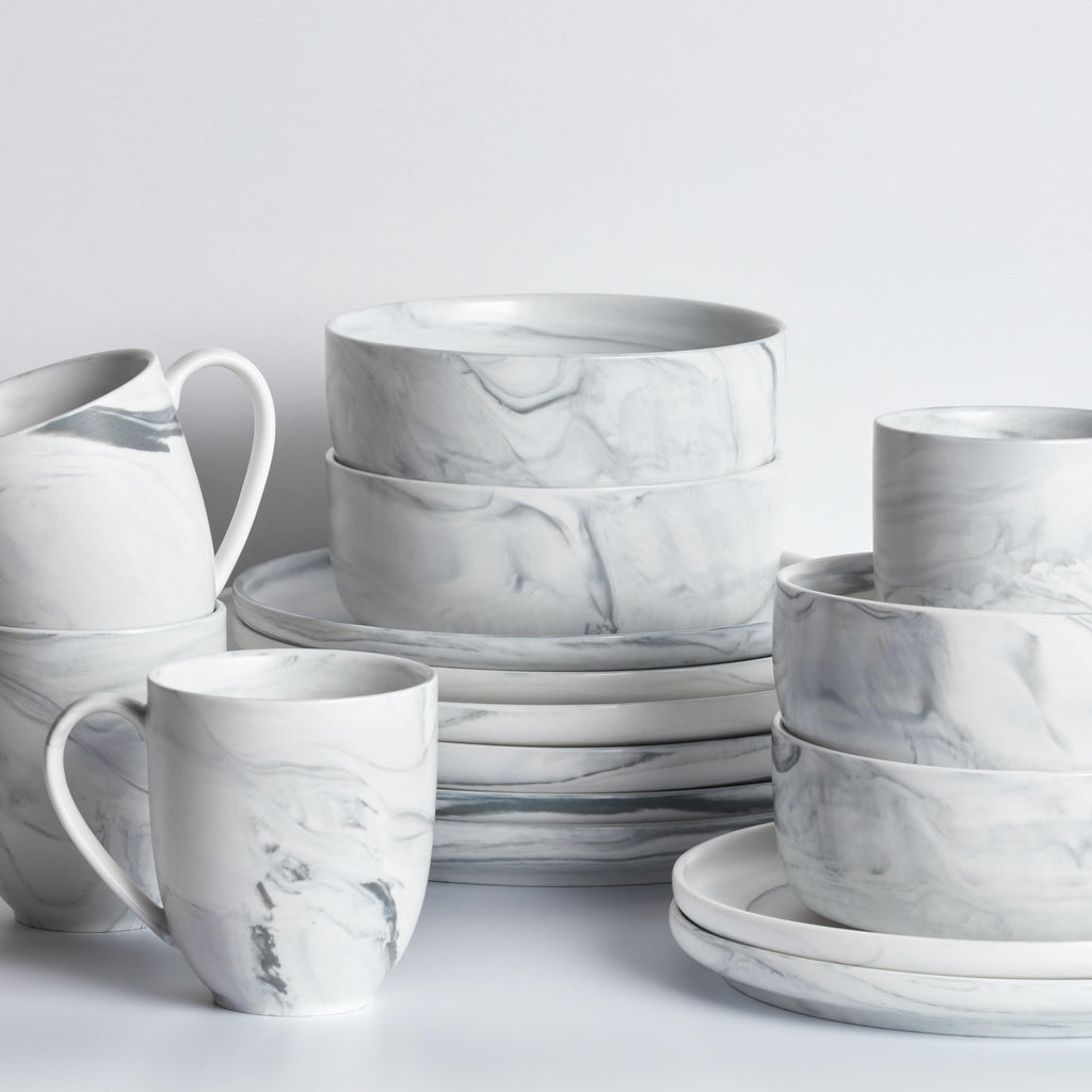 Lain Brighton 16-Piece Dinnerware Set Porcelain, Gray