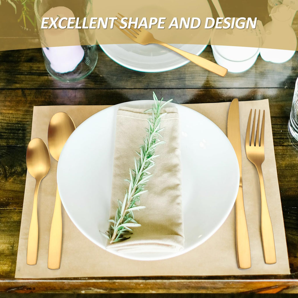 Gold Matte Silverware Set Service for 8,40 Piece Flatware set,18/0 Stainless Steel Utensils Set,Cutlery Utensils