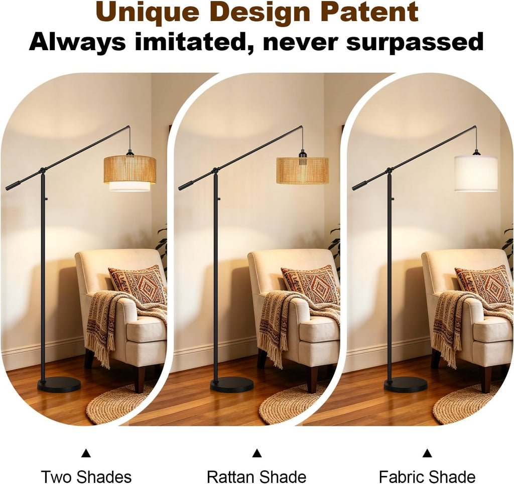 【Upgraded】Arc Dimmable Floor Lamps with Adjustable Swing Arm, 1100 Lumens Bulb Included