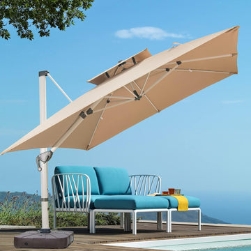 Cantilever Patio Umbrella with Cross Base and Cover Included