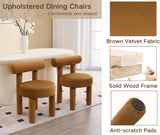 Velvet Upholstered Dining Chairs Set of 2, Modern Dining Room Chairs with Back, Round Kitchen Chairs