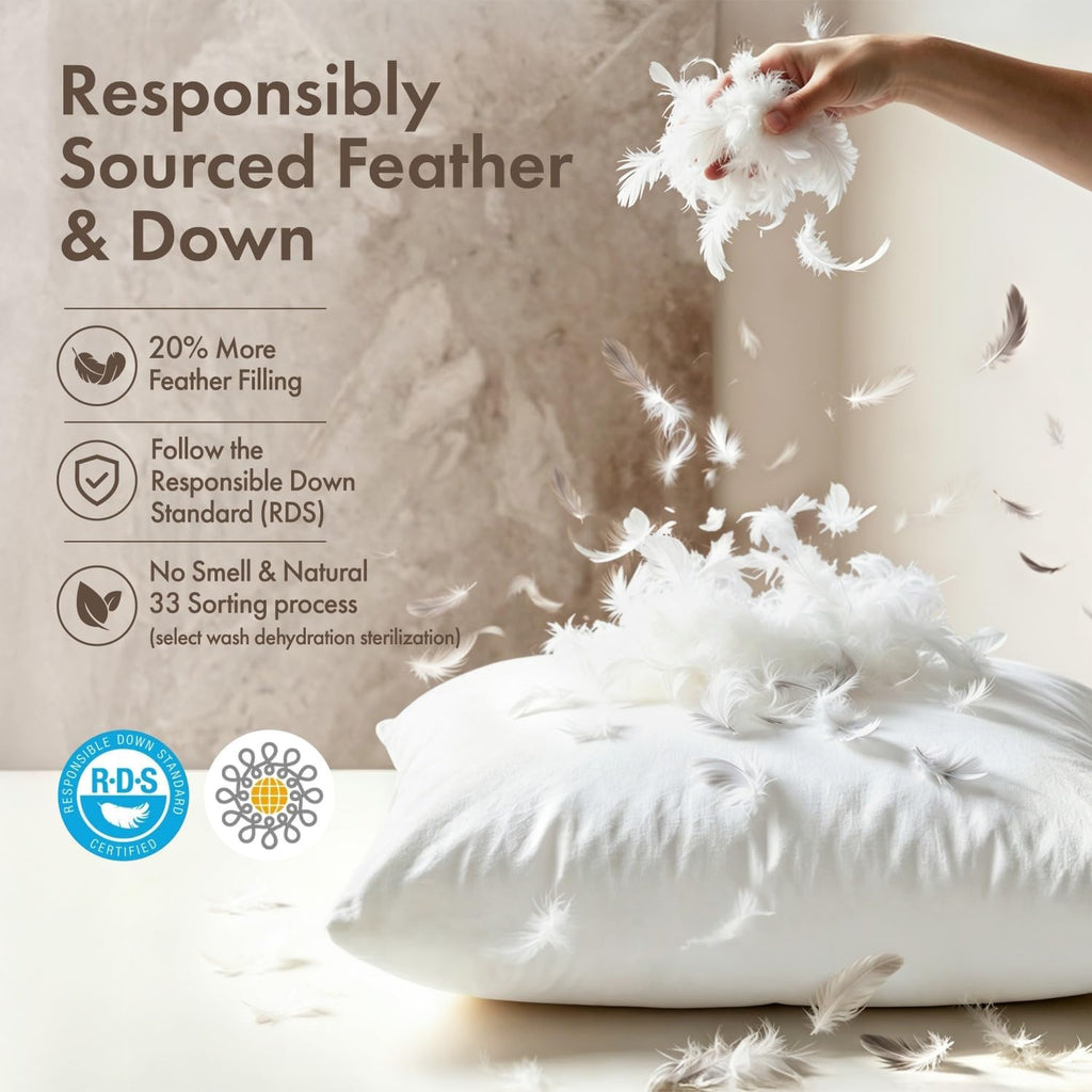 20x20 Pillow Inserts Feather Down Throw Pillows - Set of 2