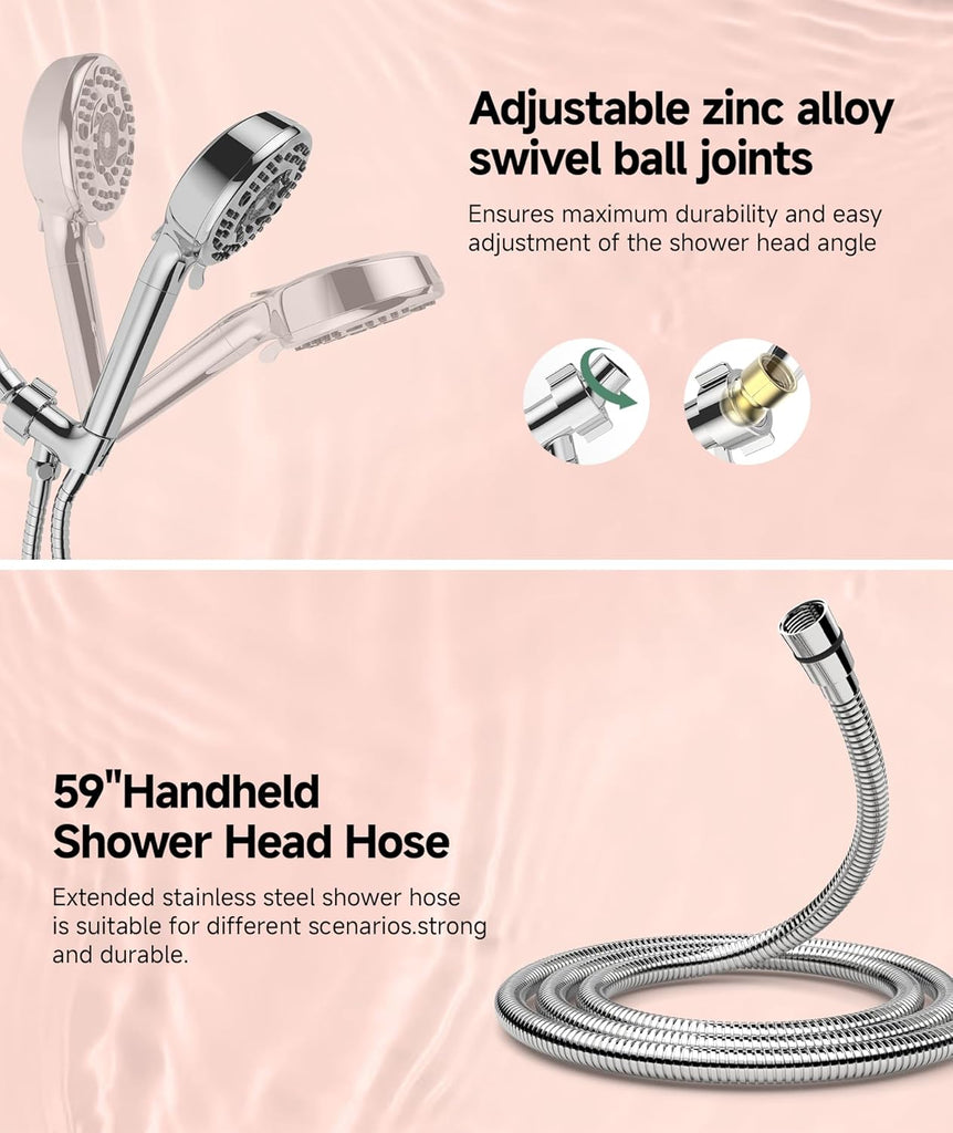 Filtered Shower Head with Handheld, 9-Spray Setting Detachable Showerhead with Filters, Shower Head for Hard Water