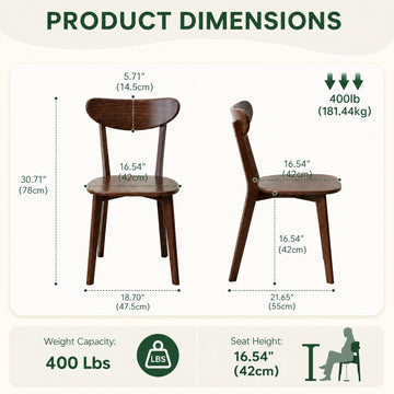 Oak Dining Chairs, Kitchen Chairs, 100% Solid Wood Modern Dinner Chair with Curved Backrest, Dining Room Chair (1PK