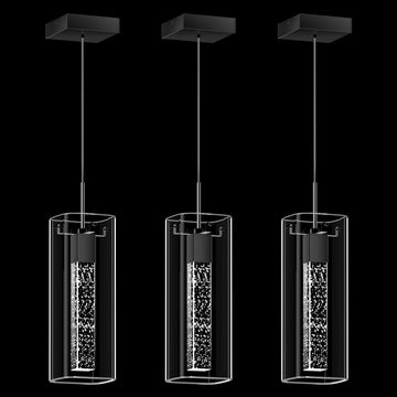 LED Crystal Pendant Lights Island, Matte Black, 3 Pack