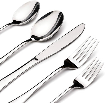 Silverware Set for 8, 45-Piece Stainless Steel Flatware Cutlery Fork and Spoon Set with Serving Utensils Set
