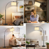 71" Arc Floor Lamps, Standing Lamp with Adjustable Head, Tall Pole Lamp with Foot Switch, Arched Reading Light