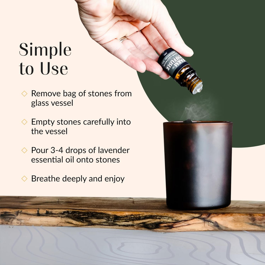 Lava Rock Diffuser and Lavender Essential Oil Set, Volcanic Stone Diffusers for Essential Oils, No Water