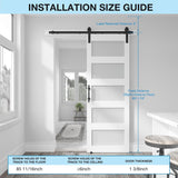 34in x 84in 5-Panel Sliding Glass Barn Door with 6ft Hardware Kit Included, Easy Assembly with Pre-D