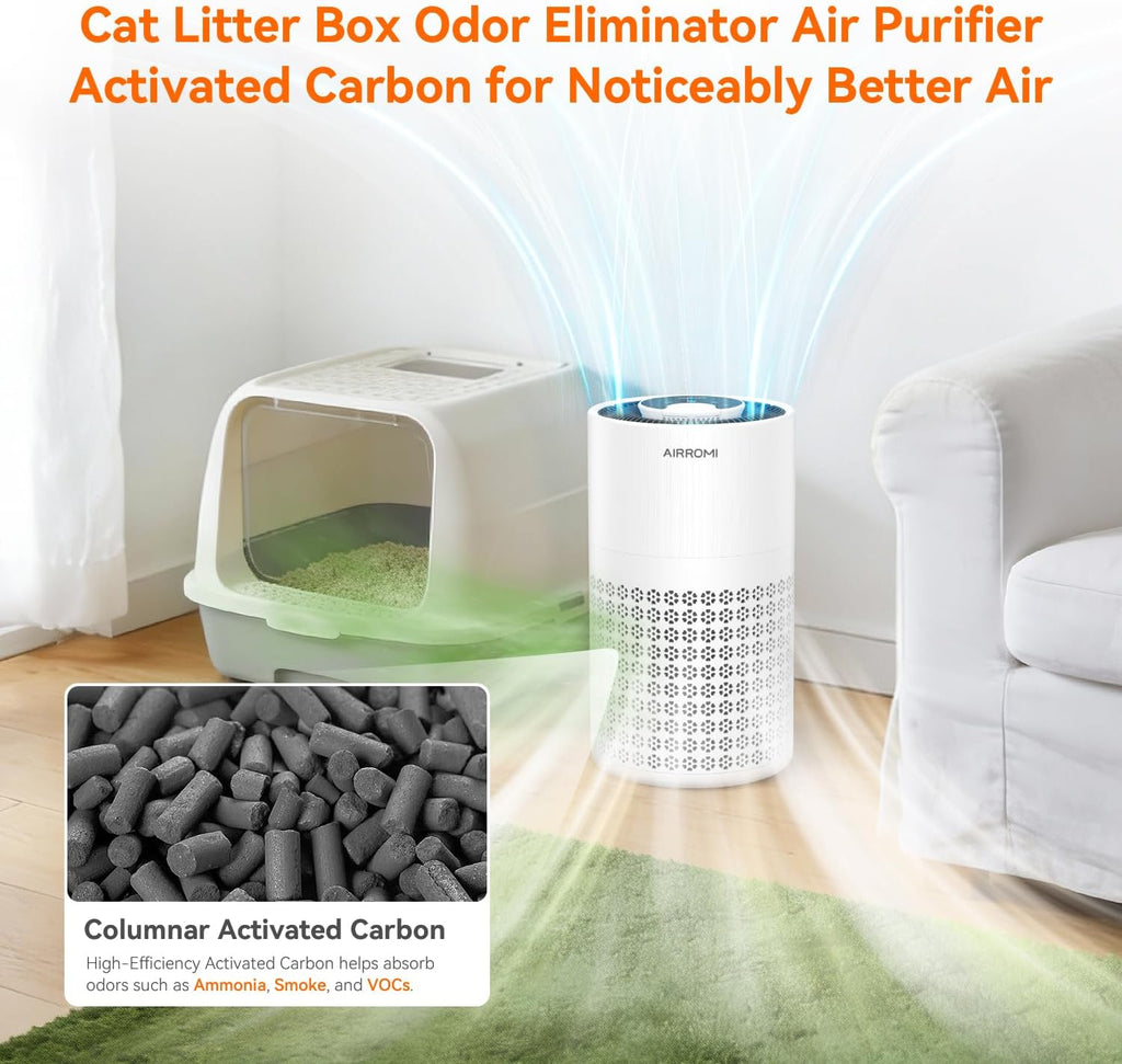 Air Purifier for Bedroom with HEPA 3-in-1 Filter, Pet Air Purifier for Home Cat Pee Smell, Covers Up