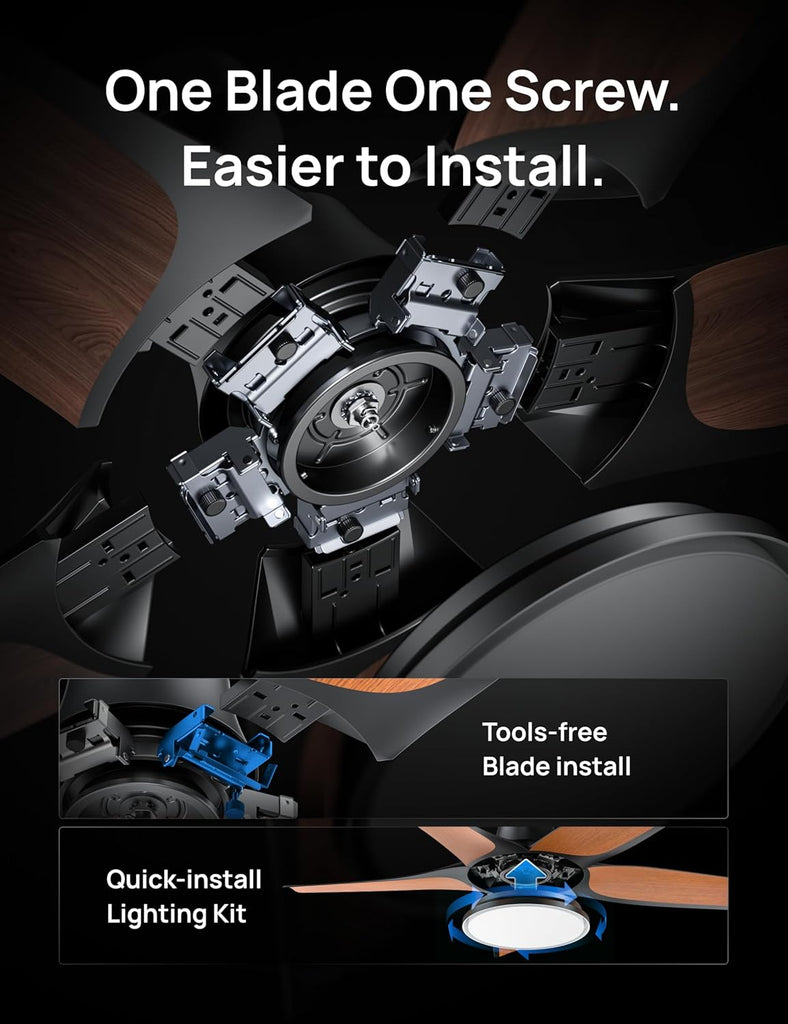 Smart Ceiling Fans with Lights, Low Profile Ceiling Fan with Alexa/App, 52'' Dimmable Lighting & Color Tuning