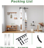 Bifold Barn Doors Double 15x84 with Mirror for Closet,White,Hardware Included