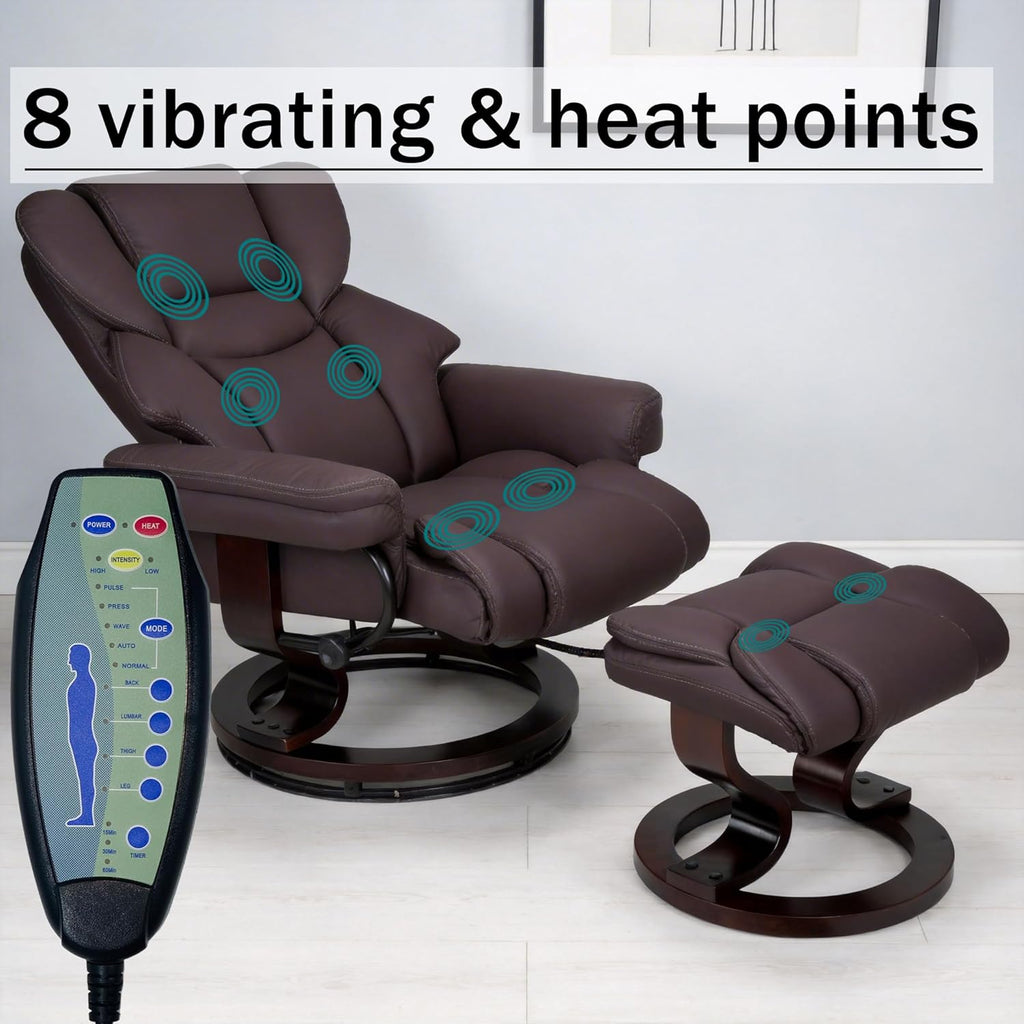 Modern Reclining Lounge Chair and Ottoman — Faux Leather