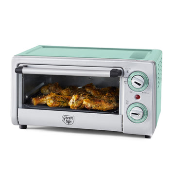 Countertop Toaster Oven Air Fryer Stainless Steel, Healthy Ceramic Nonstick, PFAS Free, Tray & Basket, Bake, Broil
