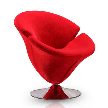 Tulip Swivel Accent Chair with 360° Turn, Modern Flower Inspired Design, Soft Velvet Upholstery, Polished Chrome