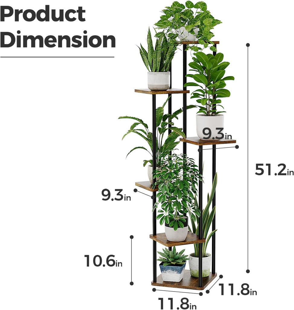 Tall Plant Stand Indoor Corner Plant Shelf for Multiple Plants | 6 Tier Shelf Stand Garden Balcony Living Room