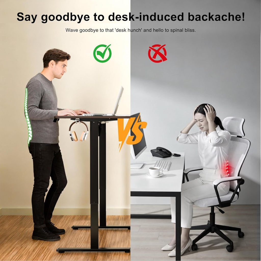 55"x24" Standing Desk, Height Adjustable Sit-Stand Home Office, Walnut | Electric Adjustable Standing Desk, Sit to