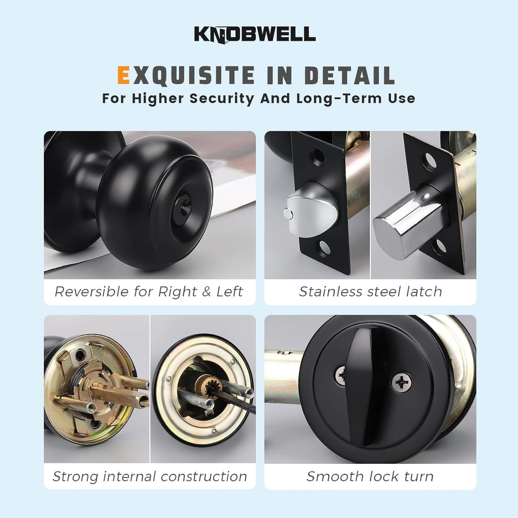 3 Pack Keyed Alike Entry Door Knobs and Single Cylinder Deadbolt Lock Combo Set Security and Front Door