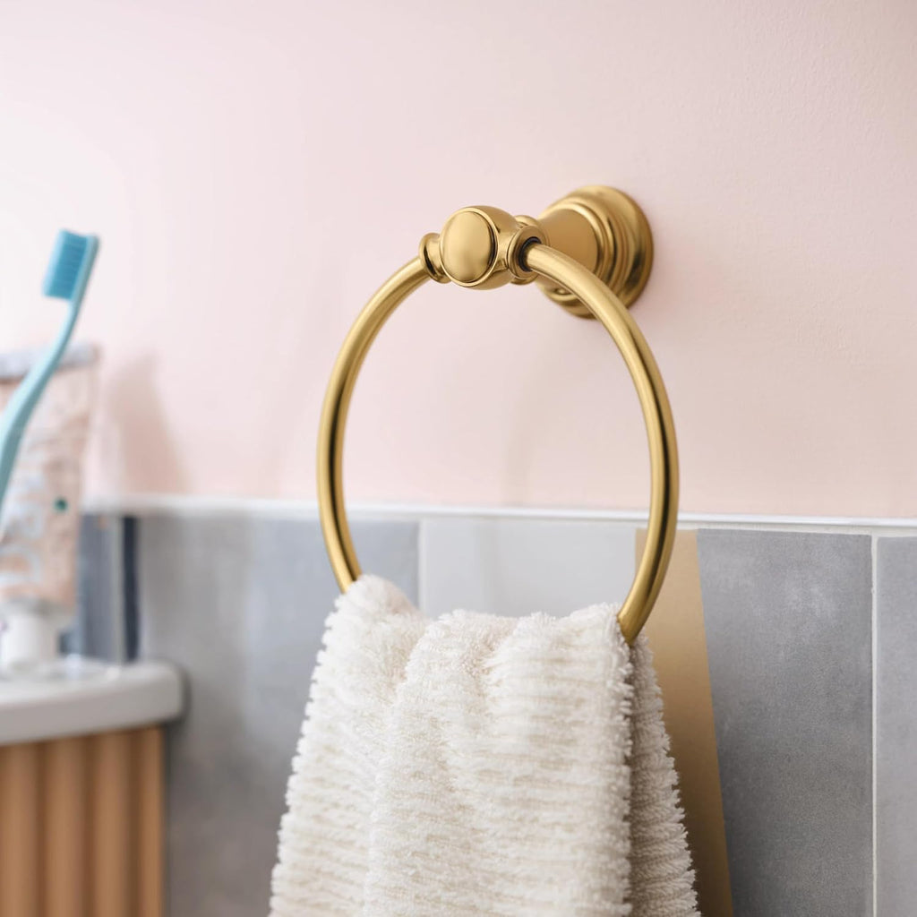 Weymouth Brushed Gold Bathroom Hand -Towel Ring, YB8486BG