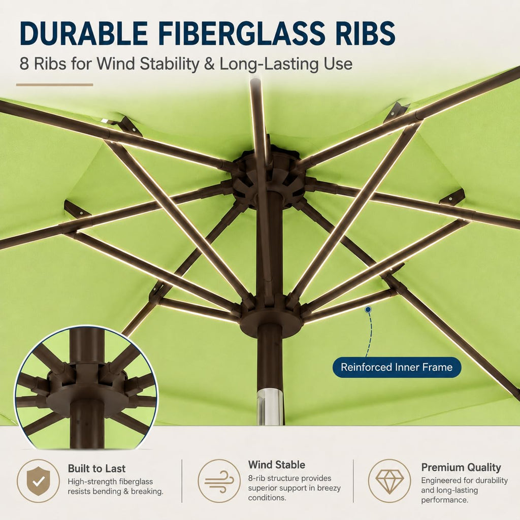 10ft Patio Umbrella, 3-Tier Vented Outdoor Table Umbrella with 8 Sturdy Fiberglass Ribs, Windproof Market Umbrella