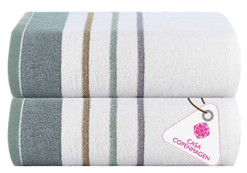 White Bay 2Pcs 100% Egyptian Cotton Large Designer Bathsheet Towels Gift Set- Grey - Sea Grass - 35"x70" 2Bath