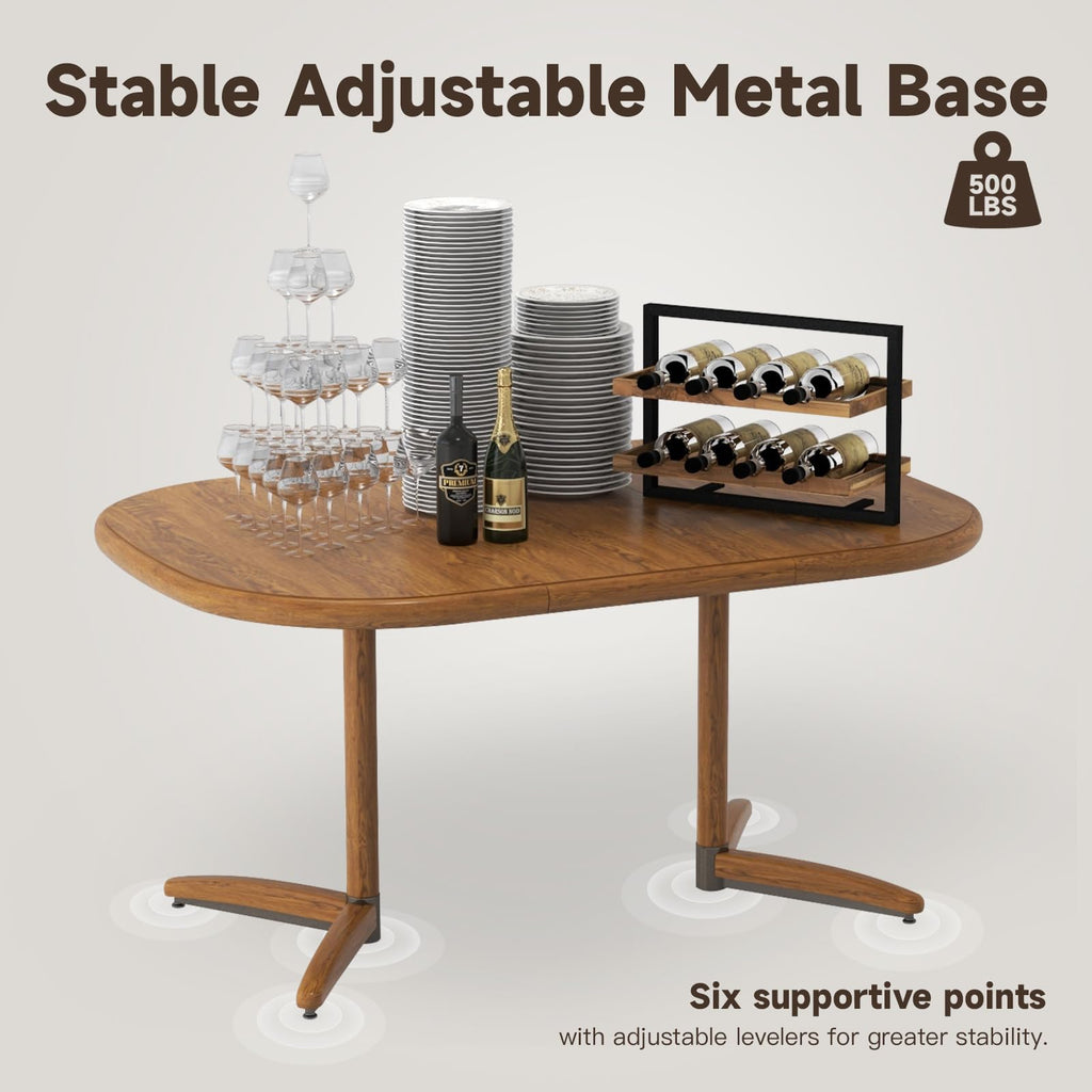 Extendable Square Round Dining Table for 4 to 6 Person-Chestnut