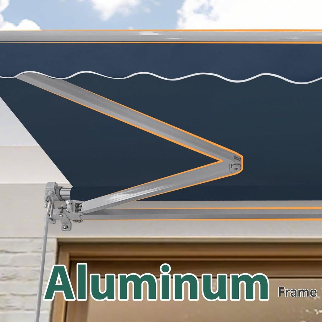 Patio Awning 10x8 Feet Sunshade Canopy for Manual Retractable Awnings, with Aluminum Frame and 280G Polyester Fabric