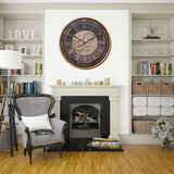 24 Inch Wall Clock with Moving Gears,Oversized Large Industrial Steampunk Clock