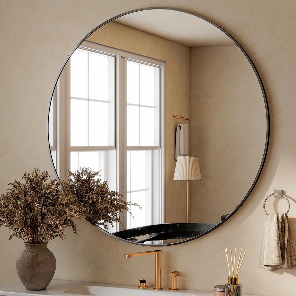 48 Inch Round Mirror Black Circle Bathroom Mirror