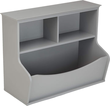 Children's 3 Shelf Multi-Functional Bookcase and Toy Storage Organizer for Kids Room, Bedroom and Playroom, Grey