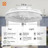 Modern Ceiling Fans with Lights and Remote, Flush Mount, 20 Inch Bladeless Ceiling Fan with Light, Low Profile Ceiling Fan, Reversible, 3CCT, Dimmable, Quiet, Ceiling Fans for Bedroom, White A101-B0DNB15FVY