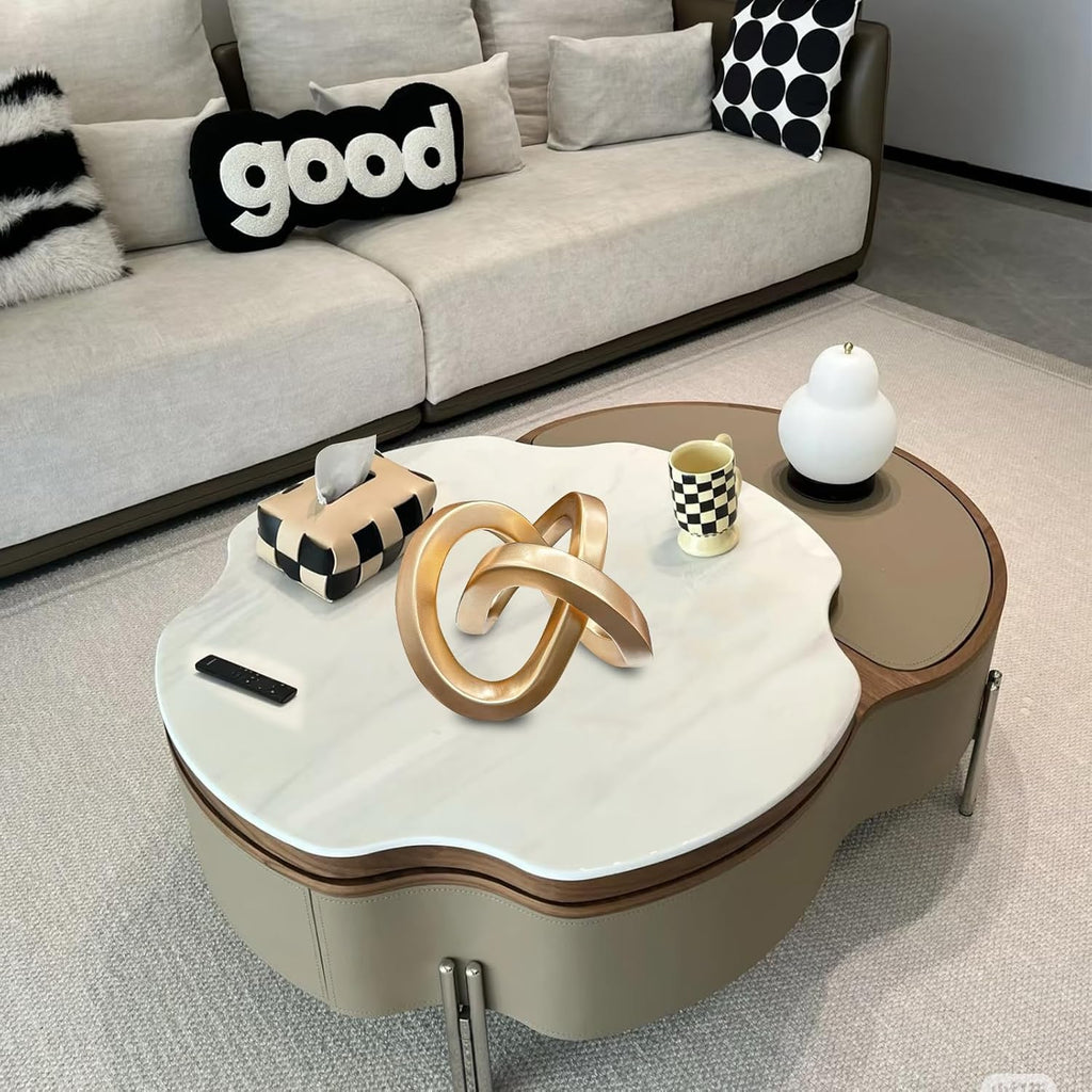 Gold Geometric Sculpture Gold Knot Home Accent Decor,Multi-Angle Geometric Sculptures Statues Bedroom Office Desk