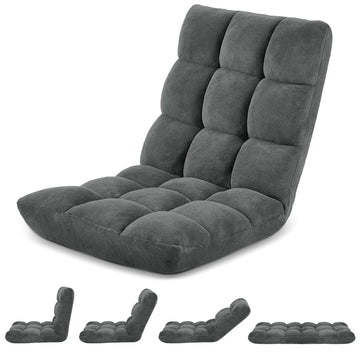 Floor Chair with Back Support, 14 Adjustable Position, Dark Grey