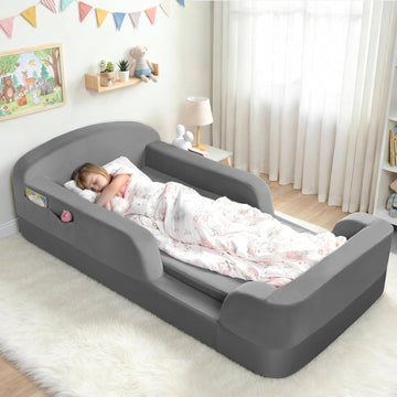 Toddler Floor Bed with Mattress Included, No Assembly Needed | Boneless Kids Foam Bed with Built-in Guardrails, Ideal