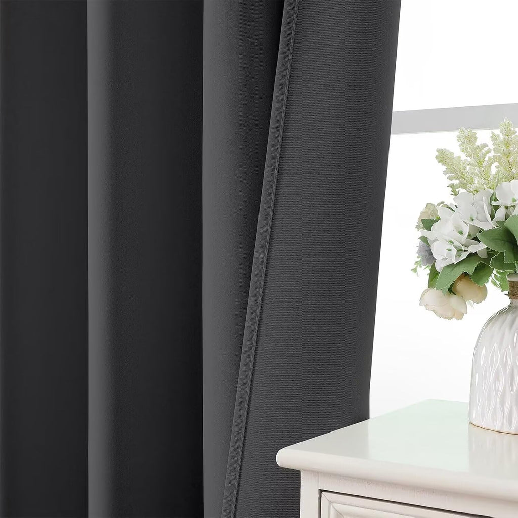 Blackout Curtains 63 Inch Length 2 Panels Set, Thermal Insulated Long Curtains& Drapes 2 Burg, Room Darkening Grommet