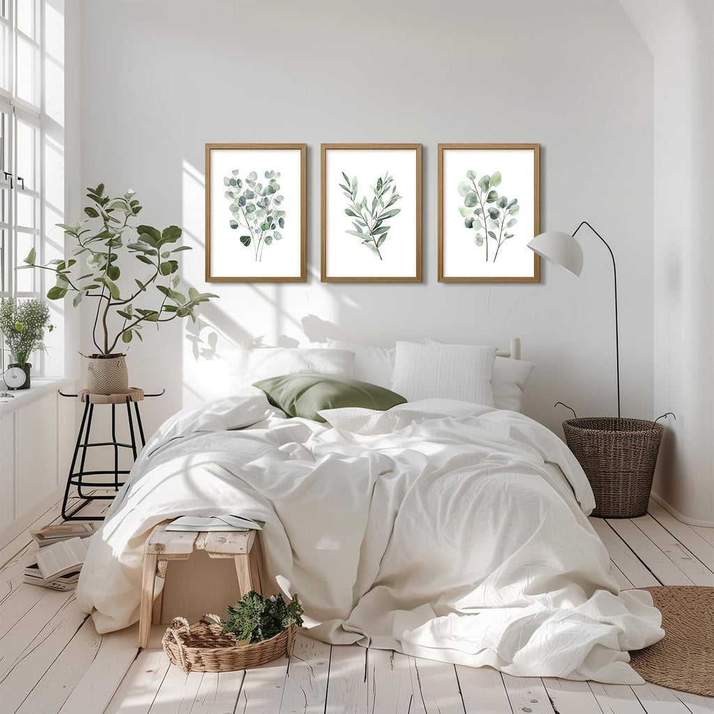 Botanical Wall Art Sage Green Canvas Wall Decor Eucalyptus Art Watercolor Plant Pictures Green Botanical Prints