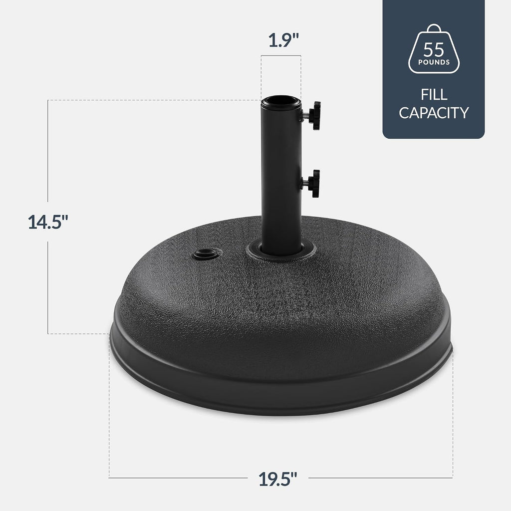 Fillable Umbrella Base Stand Round Dome Plastic Patio Umbrella Base Stand, Pole Holder w/ 55lbs Weight Capacity