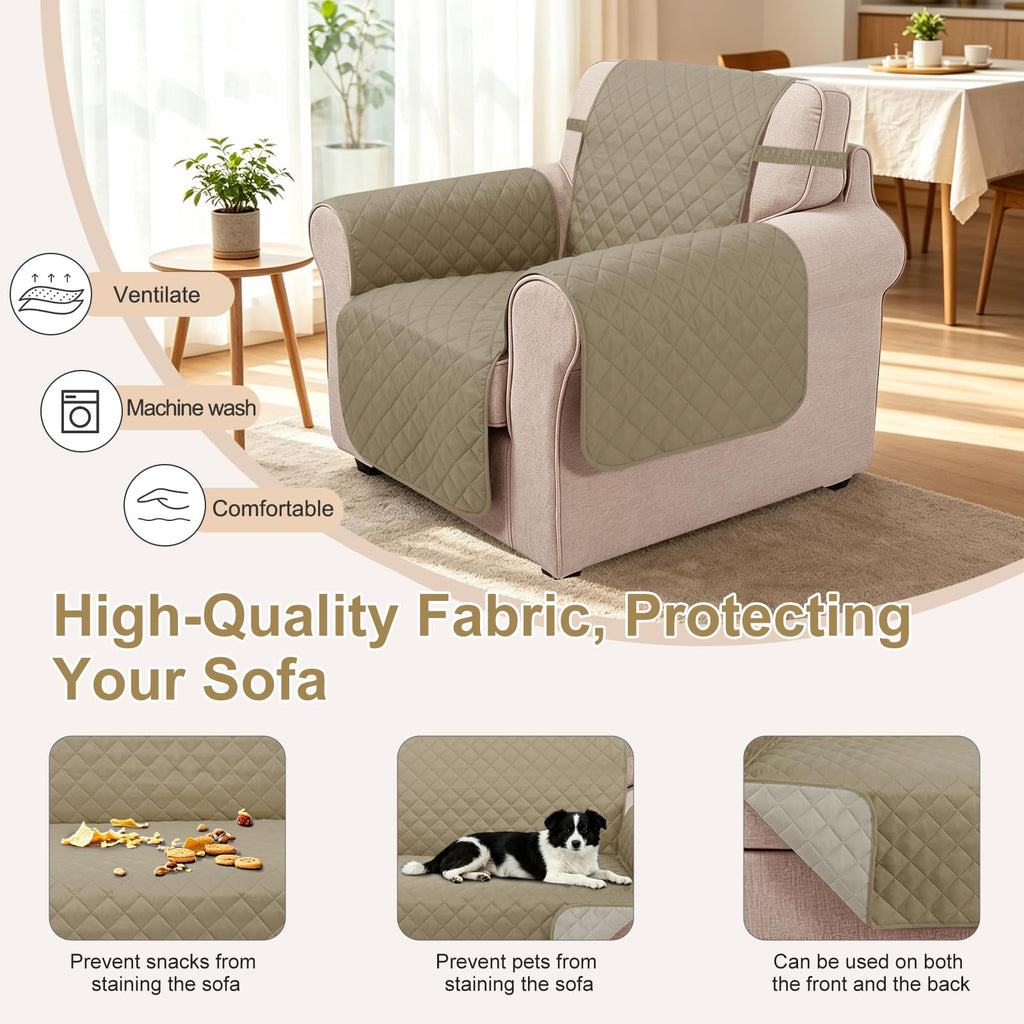 Reversible Recliner Chair Covers, Camel/Beige