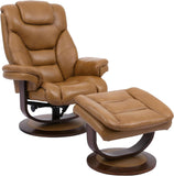 Modern Reclining Swivel Lounge Chair and Ottoman — Brown Leather