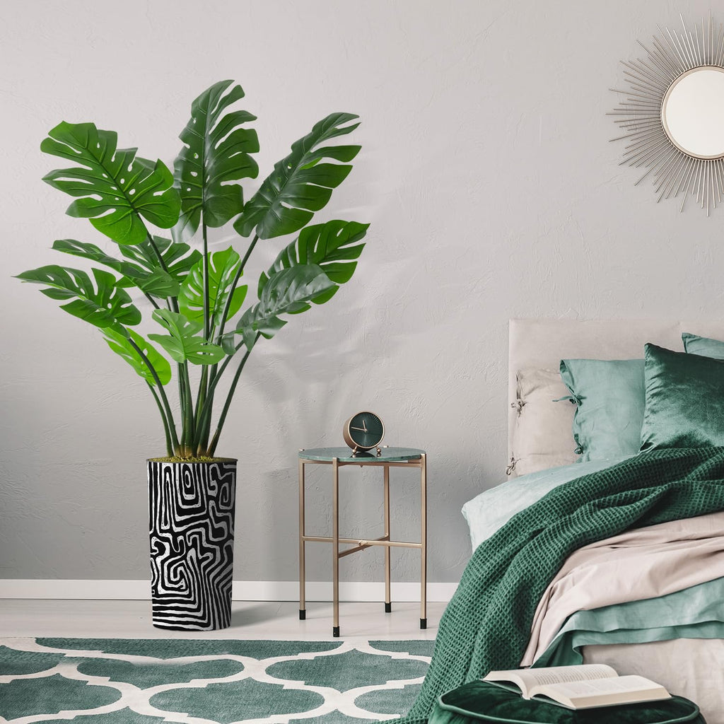 Artificial Tree in Modern Geometric Pattern Planter, Fake Monstera Silk Tree for Indoor and Outdoor Home Decoration