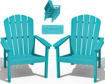 Stackable Adirondack Chairs Set of 2,Compact HDPE,Aruba | 26.3" Wide HDPE,380lb,All-Weather