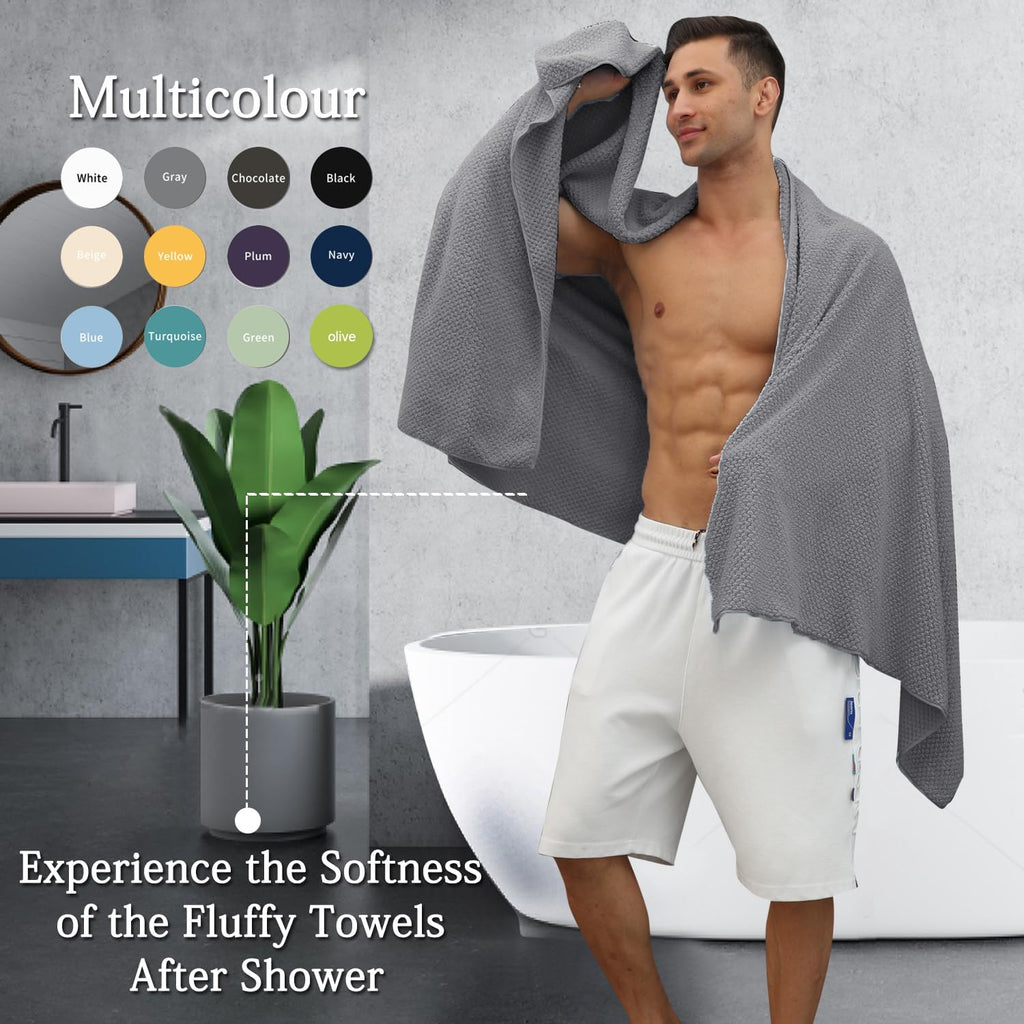 Gray Bath Towels Set 35x70 Inches - Luxury 600 GSM Oversized Bath Sheet Towel,Extra Large Microfiber - Quick