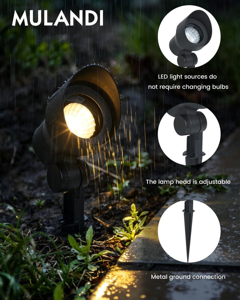 Low Voltage Landscape Spotlights 20W 12V LED Outdoor Lighting, 3000K Warm White, Adjustable Die-Cast Aluminum Lights