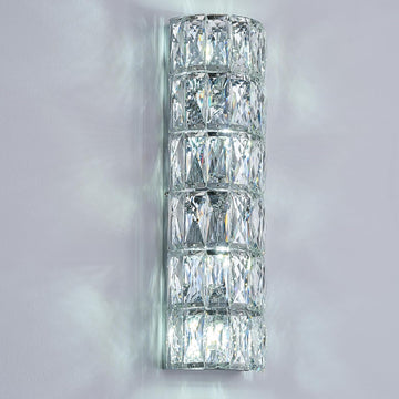 6 Layer Chrome Crystal Wall Sconce, Modern Wall Lamp Light Fixture for Bathroom Vanity, Stairway, Kitchen, Living