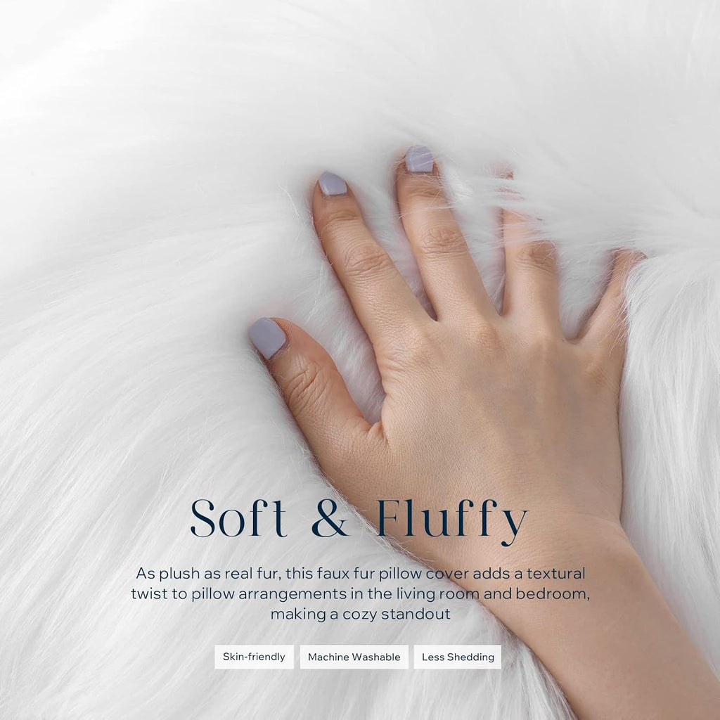Pack of 2 Faux Fur Solid Throw Decorative Pillow Cover Cushion Covers Luxury Soft Decorative Pillowcase Fuzzy Pillow