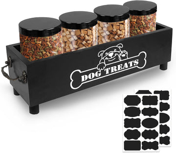 Large Dog Treats Container, Dog Cookie Jar for Dogs Cat Treats Container, Farmhouse Wood Pet Treats Storage Organizer