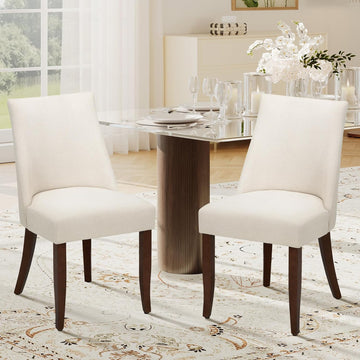 Upholstered Dining Chairs Set of 2, Mid Century Modern Kitchen Chairs with Back, Farmhouse Fabric Side Dining Room